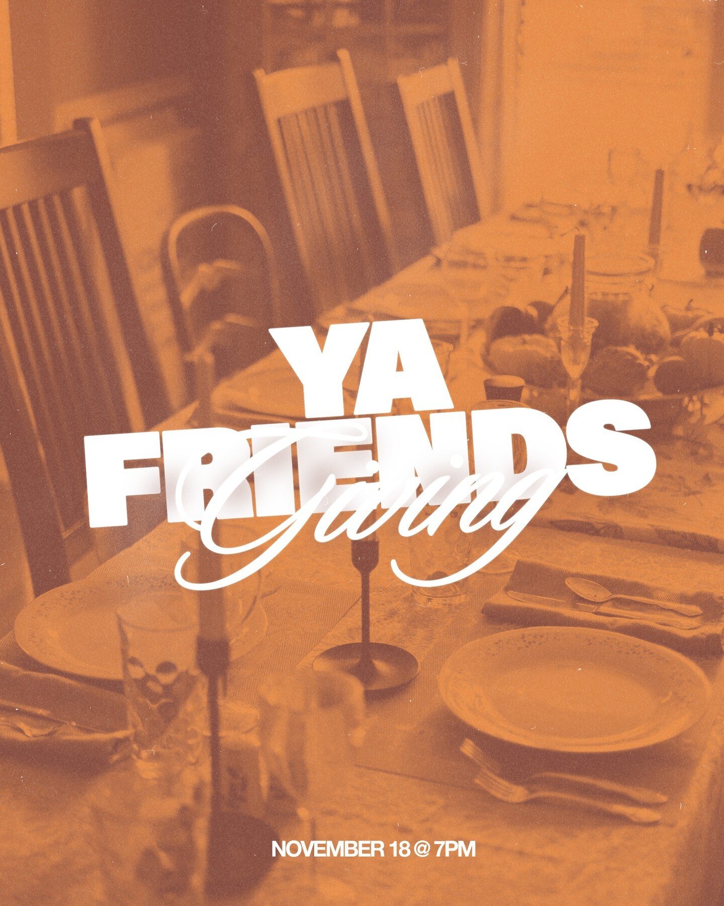 YA Friendsgiving happens next Friday at 7pm! Invite your friends to come with you! ⁠
⁠
Click the link in our bio to RSVP: https://cac.ccbchurch.com/goto/forms/526/responses/new