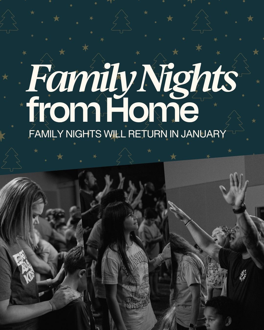 Family Nights will return in January, but this is a perfect season to gather at home with your family. Take a moment each week to worship, read scripture, and grow together. 🙏
Youth and young adults can find their schedules on their pages!