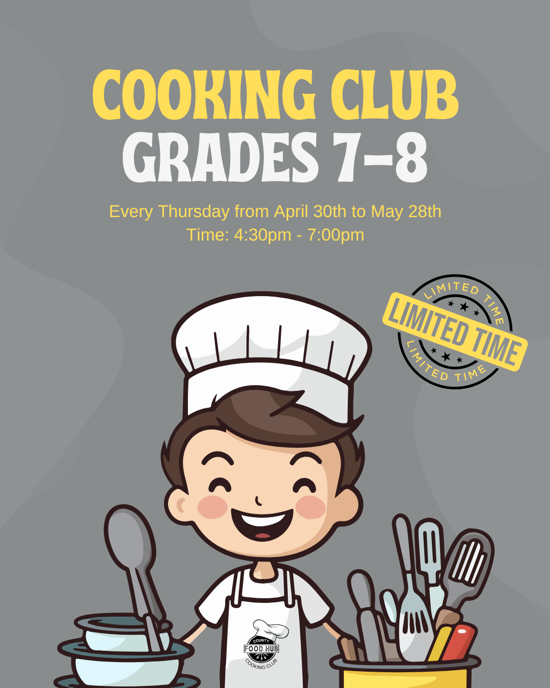 Cooking Club - Grades 7 to 8 - April/May - Thursdays