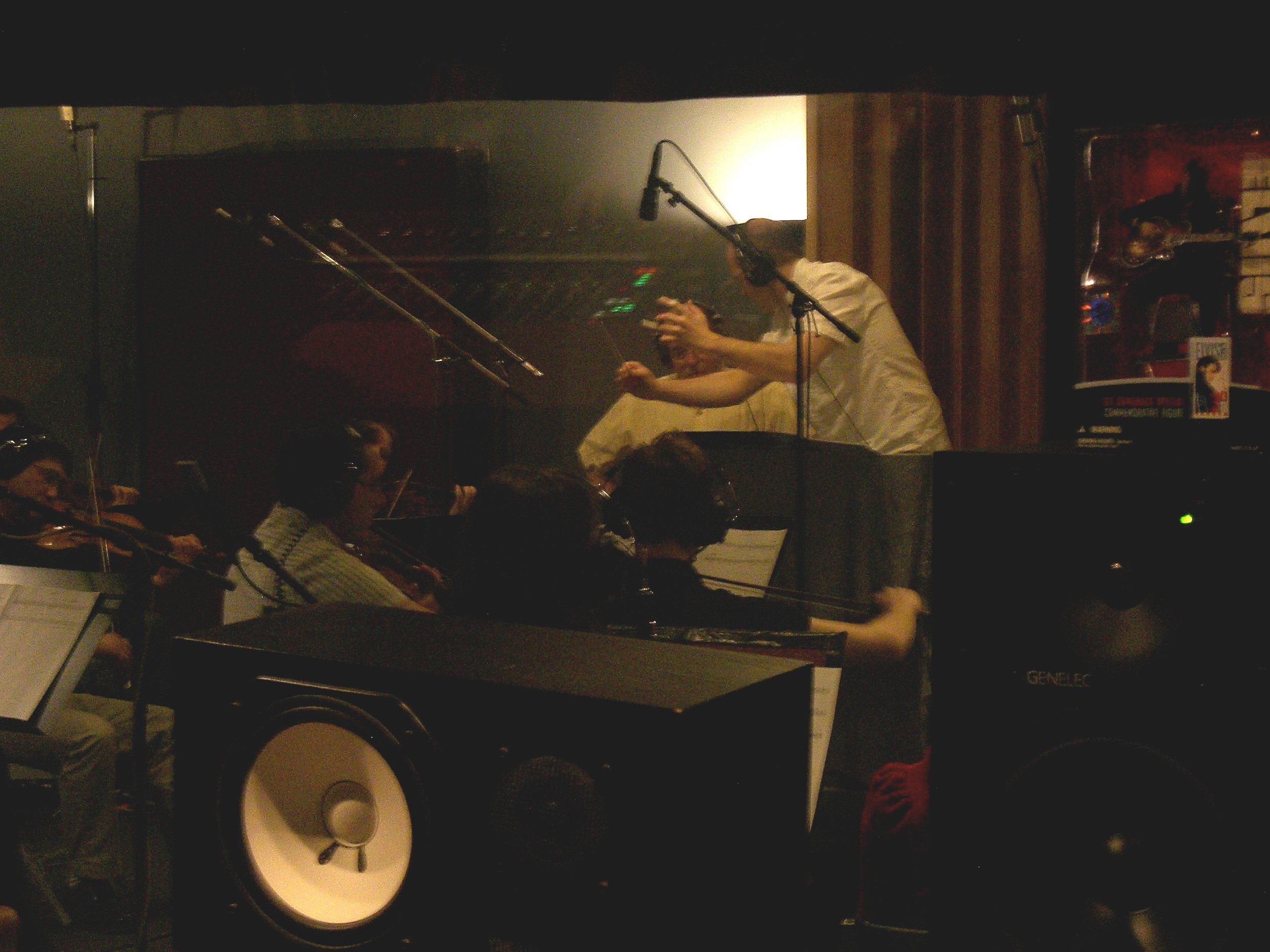 Nico conducting a small ensemble orchestra in Boston (MA) during a recording session for a movie