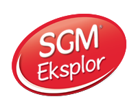 SGM Eksplor logo on a red background