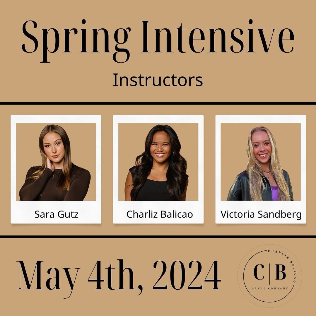 CBDC SPRING INTENSIVE INSTRUCTORS 🌟

Sara Gutz: Jazz 
Charliz Balicao: Turns, Leaps, &amp; Technique 
Victoria Sandberg: Contemporary 

Don&rsquo;t forget to book your spot! Link in bio 😊