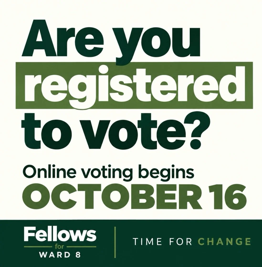 Are you registered to vote?

Municipal elections consistently have low voter turnout &mdash; but the people we elect locally make decisions that affect our everyday lives: our neighbourhoods, roads, parks, housing, taxes, development and community se