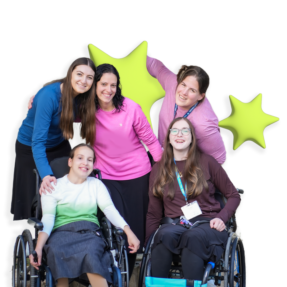 Young adults in wheelchairs with disabilities