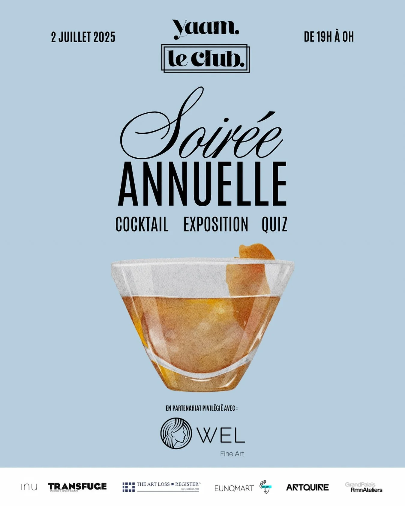 ✨ La soir&eacute;e annuelle de YAAM, le Club revient le 2 juillet ✨ 

Premier business club d&eacute;di&eacute; aux professionnels du march&eacute; de l&rsquo;art, YAAM r&eacute;unit pour la deuxi&egrave;me ann&eacute;e cons&eacute;cutive des personn