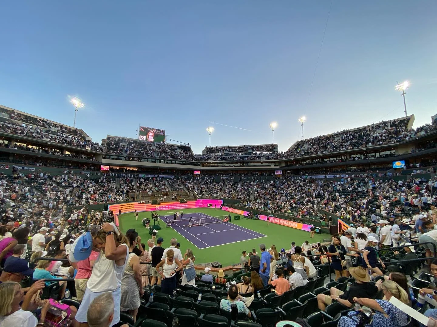 Awaiting Alcarez. One of the most beautiful tennis stadium gardens in the world. #indianwellstennisgarden 🎾