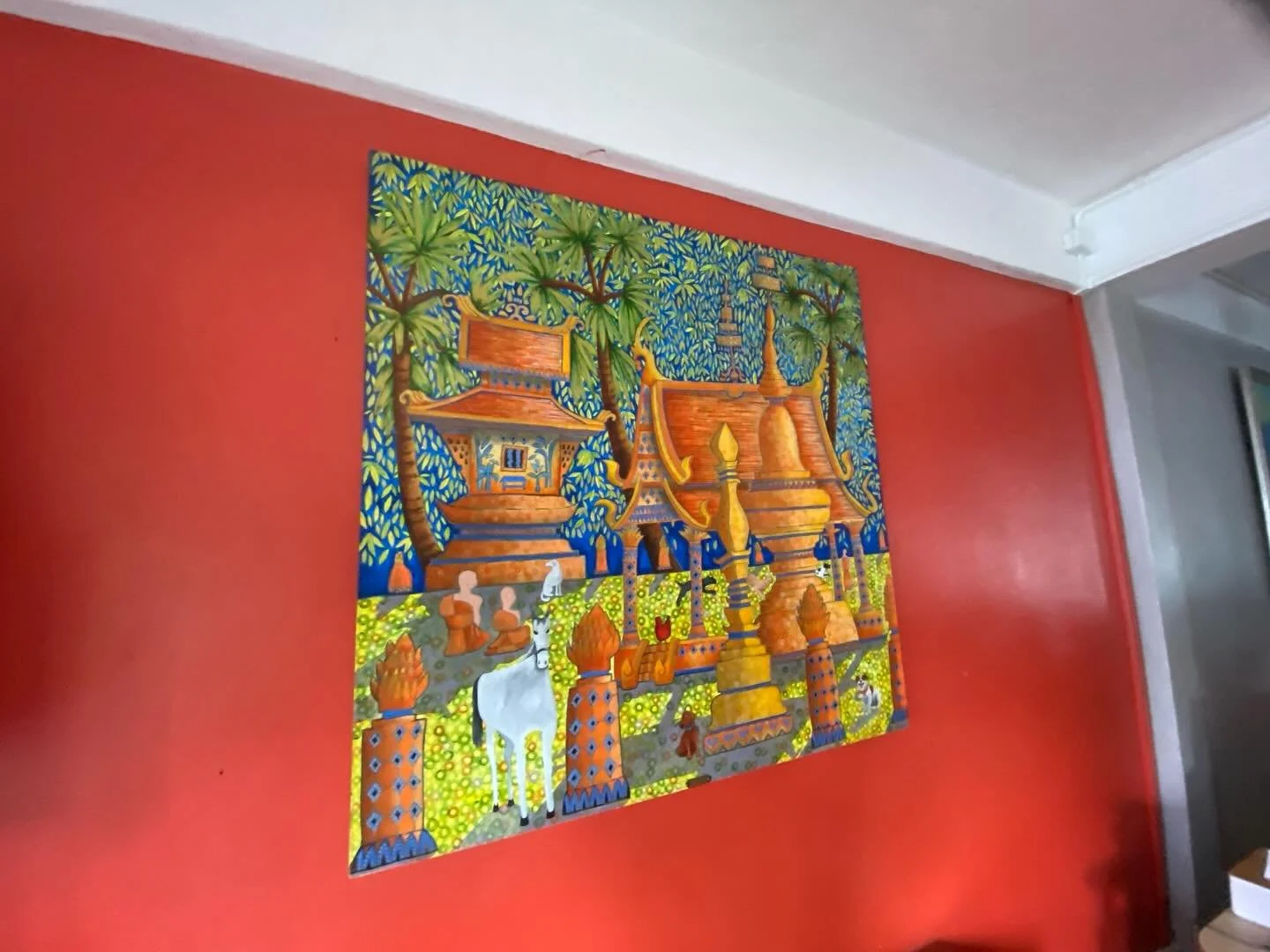 Our second floor coffee area just got a few degrees cooler with an original beauty by @billbensley - and we are giddy with delight. 😊 🙏 🎨 🖼️ @smilingalbino