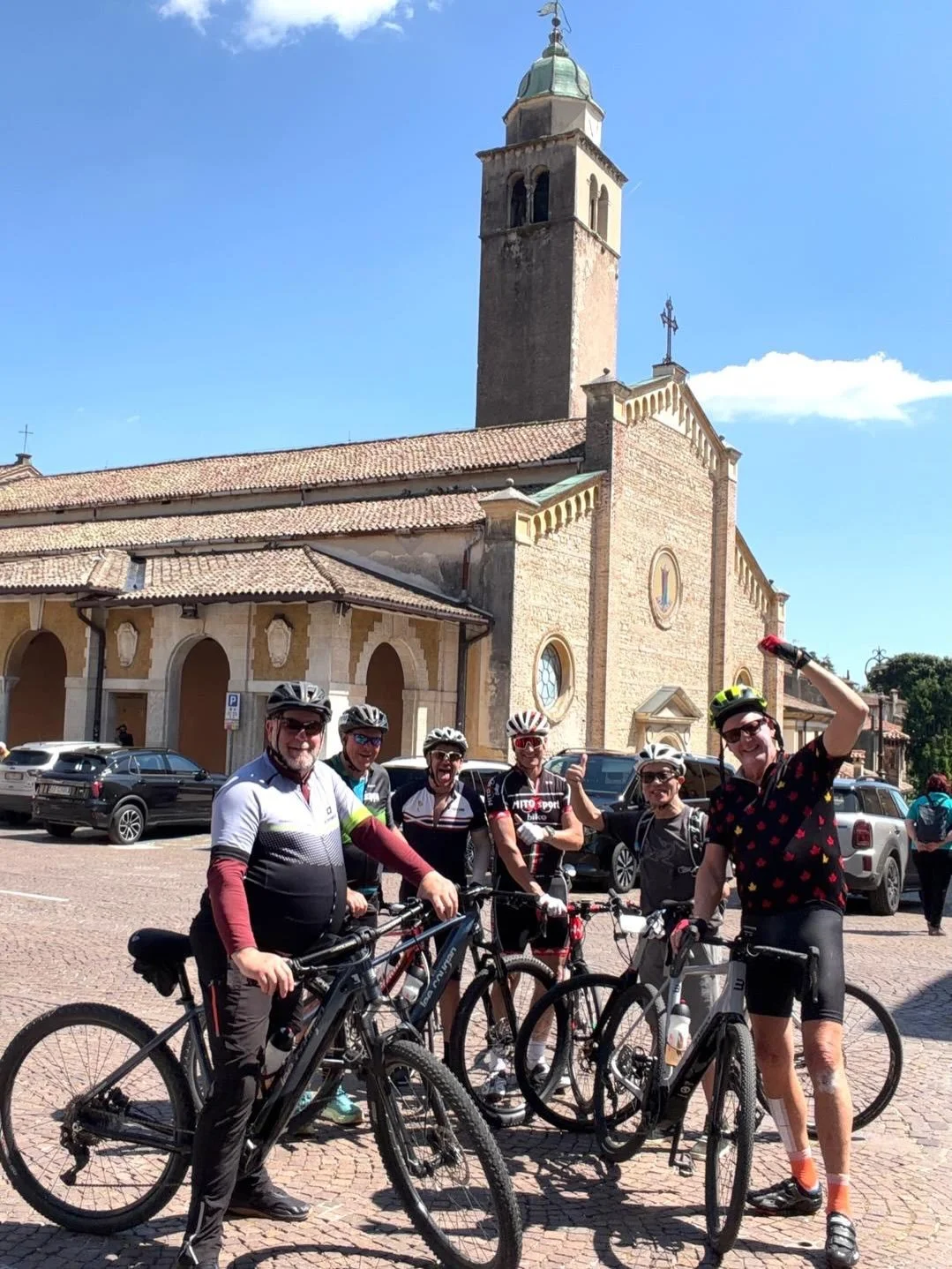 Another outstanding day riding with the guys, a flat tire, a few glasses of Prosecco along the way, and beautiful mountain air to keep a school in our saddles.