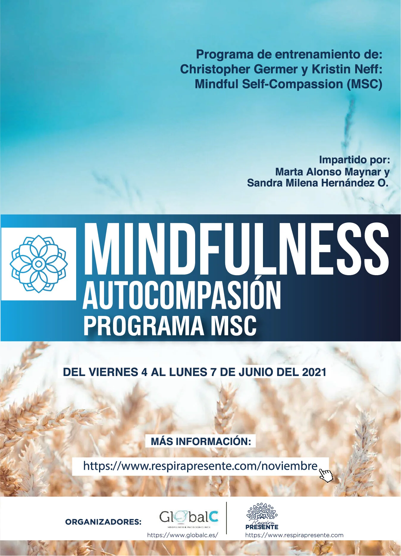 Curso MSC Intensivo - Mindfulness y Autocompasión - Málaga - Junio 2021
