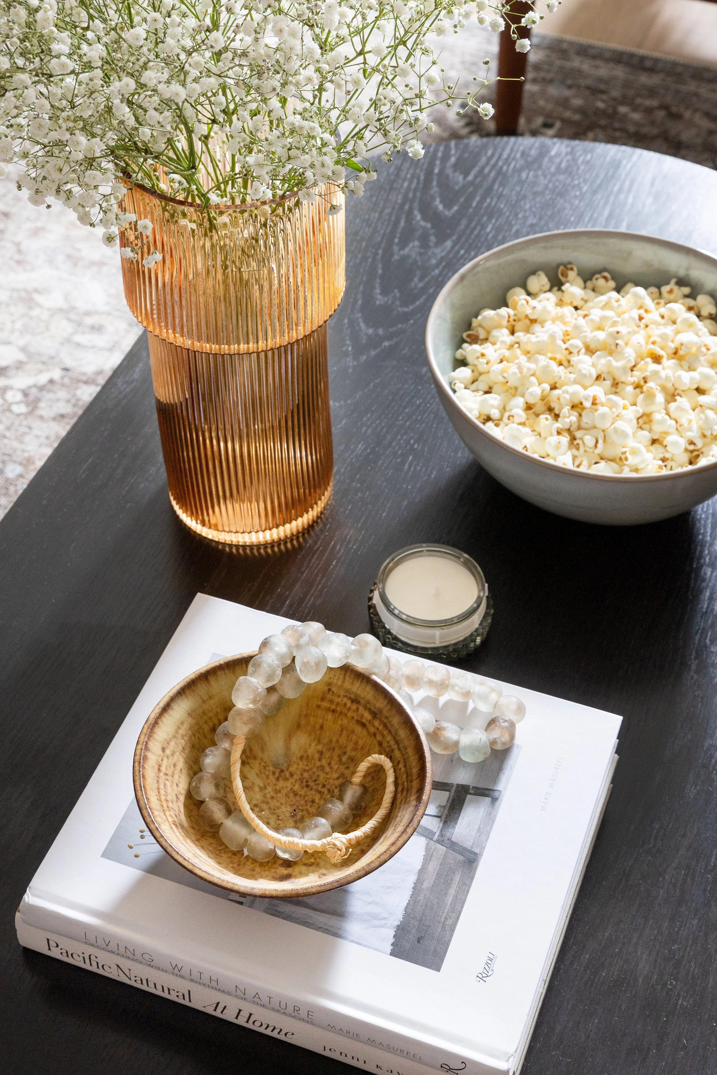 Popcorn on table interior styling
