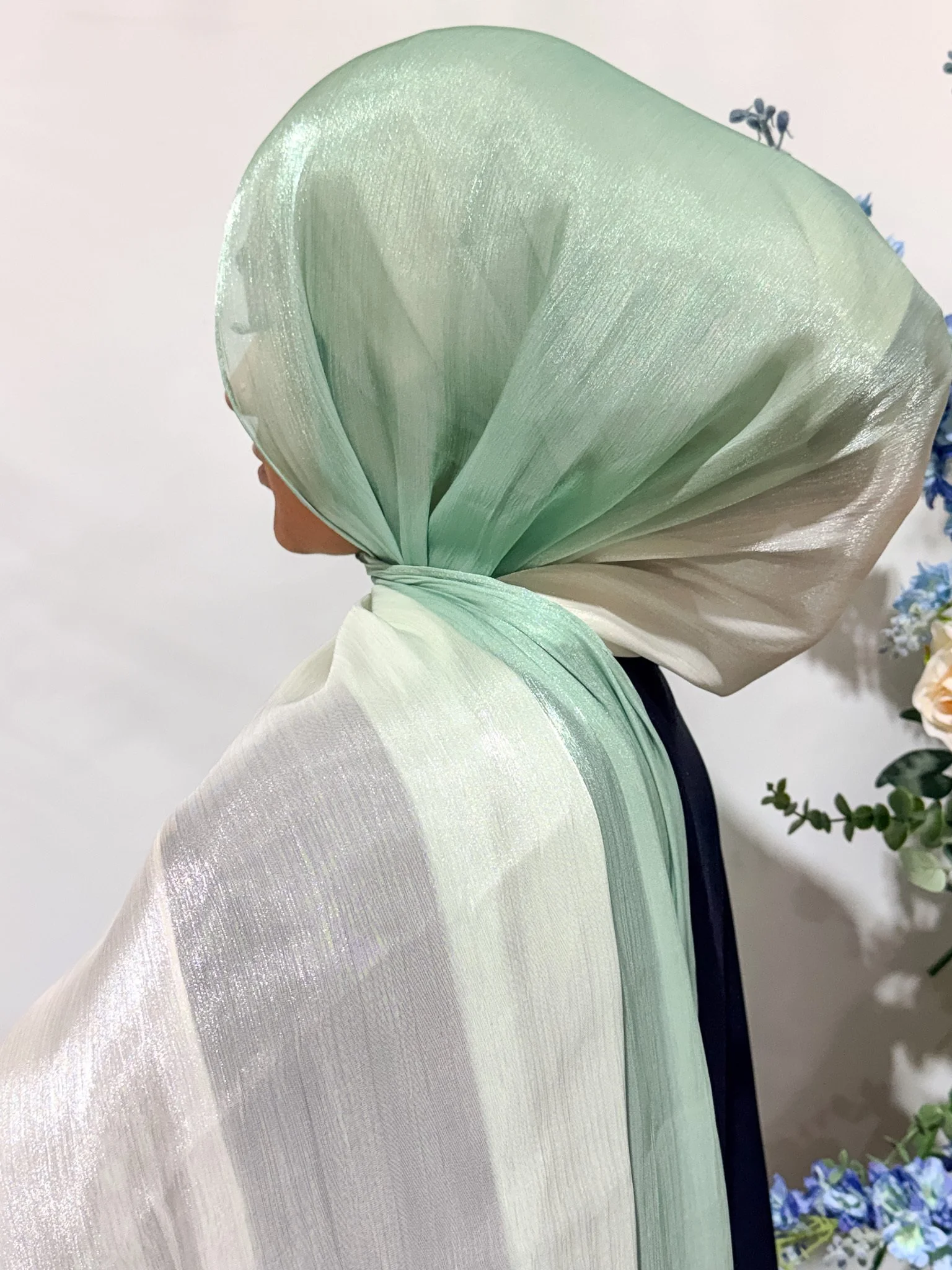 Soft Organza Silk Hijab – Mint Pearl