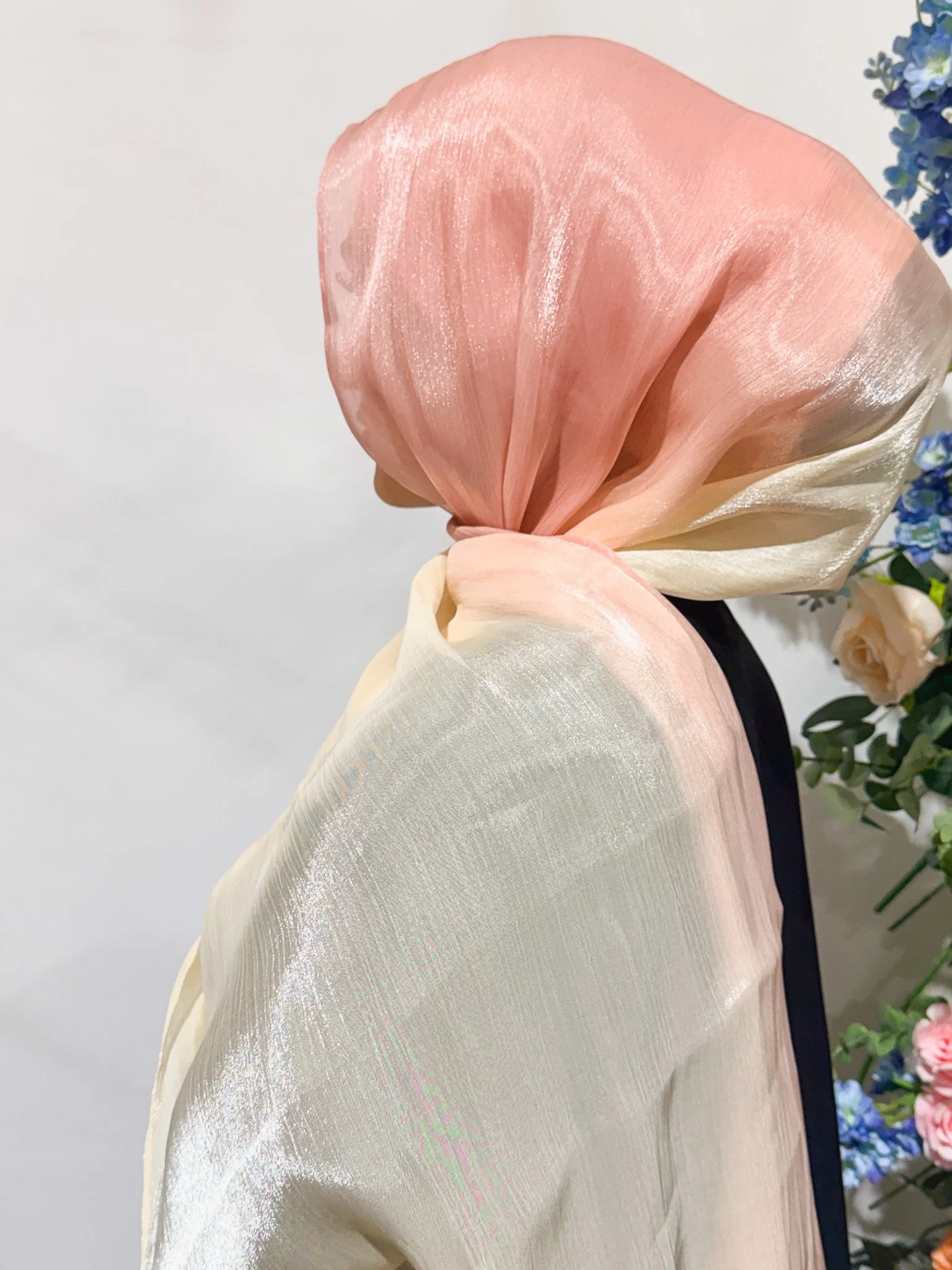 Soft Organza Silk Hijab – Blush Ivory