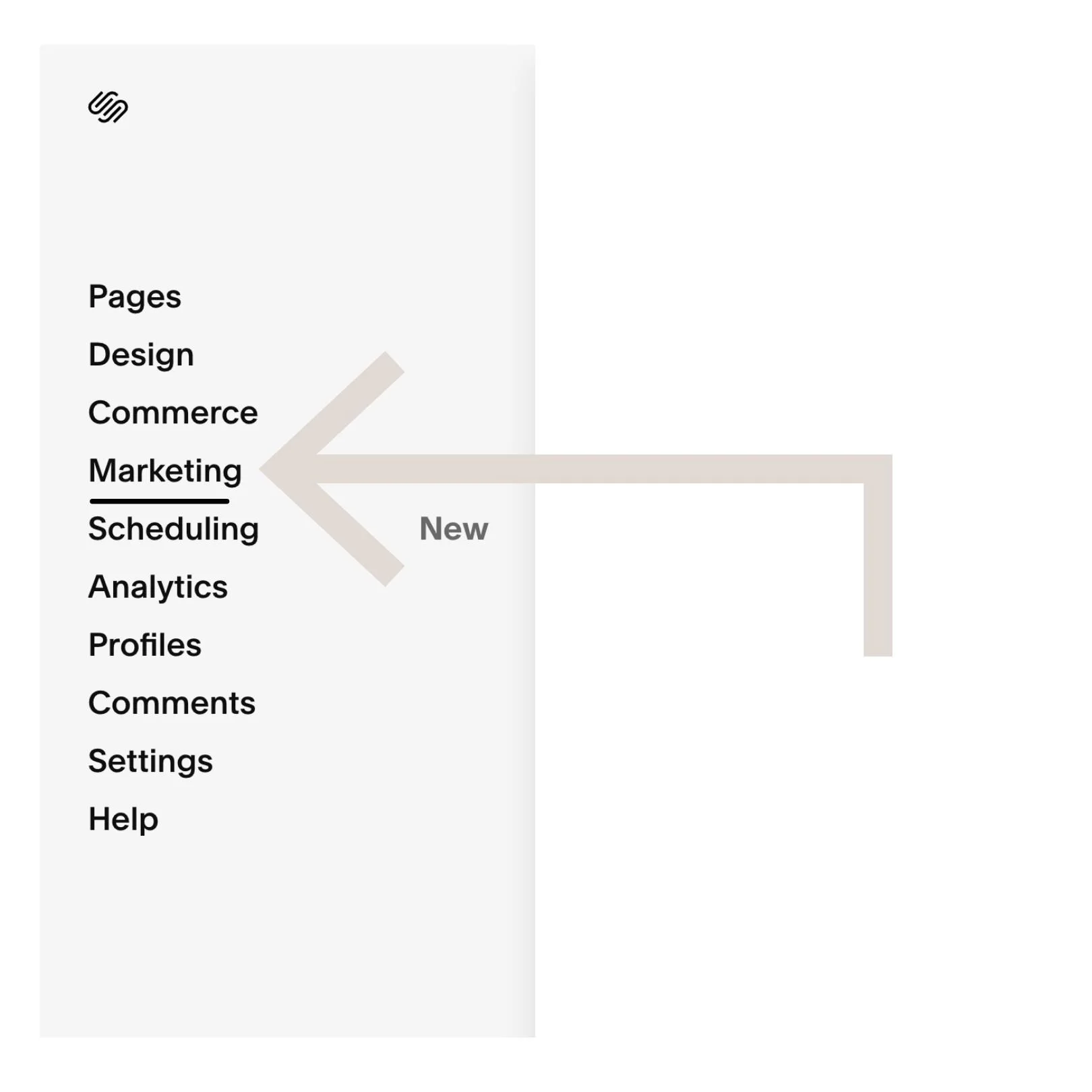 Choose marketing from the main menu