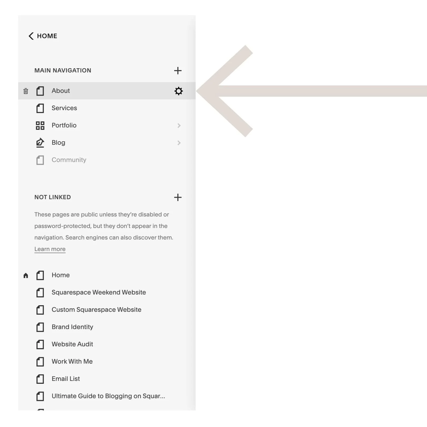 Click the gear icon by the page