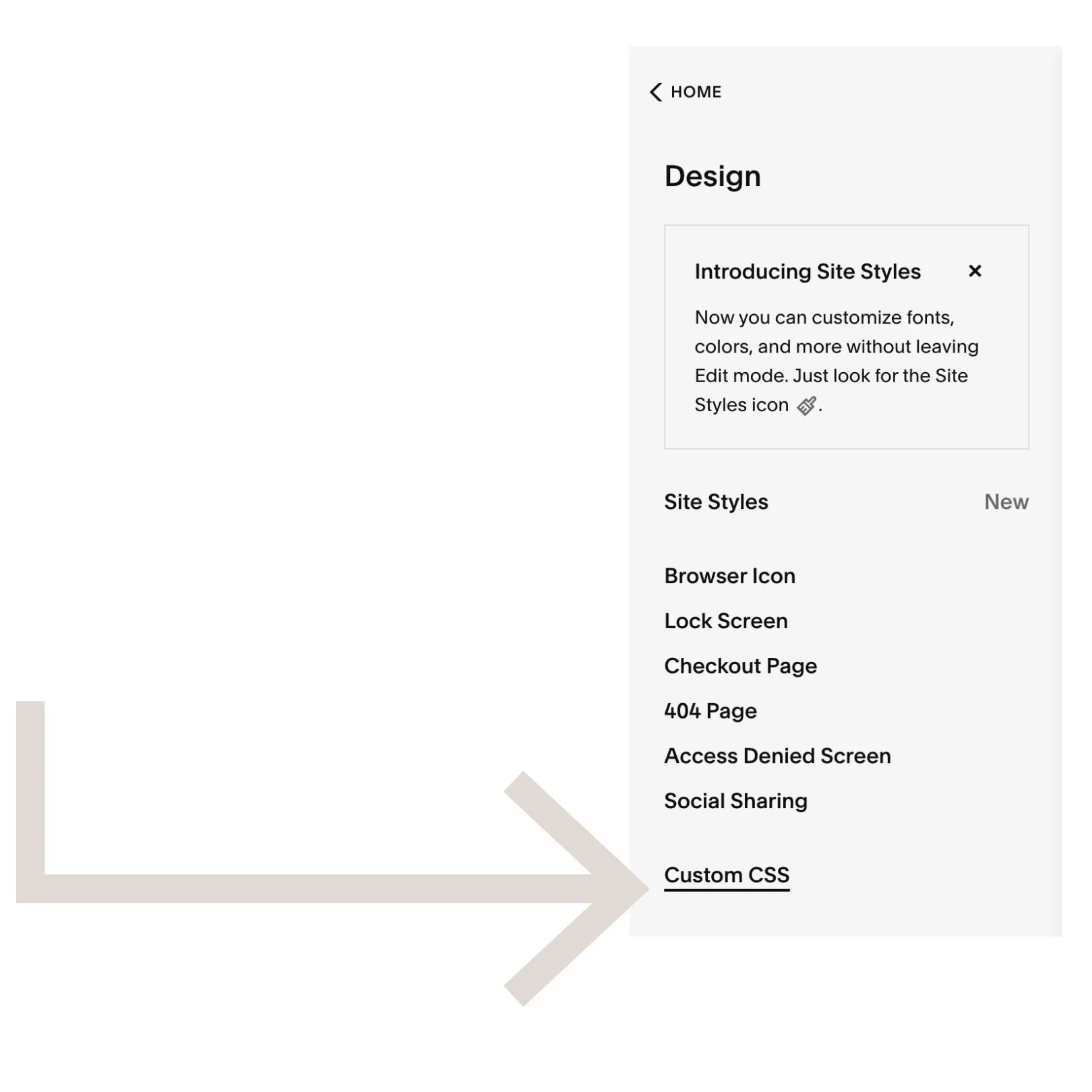Click on Custom CSS