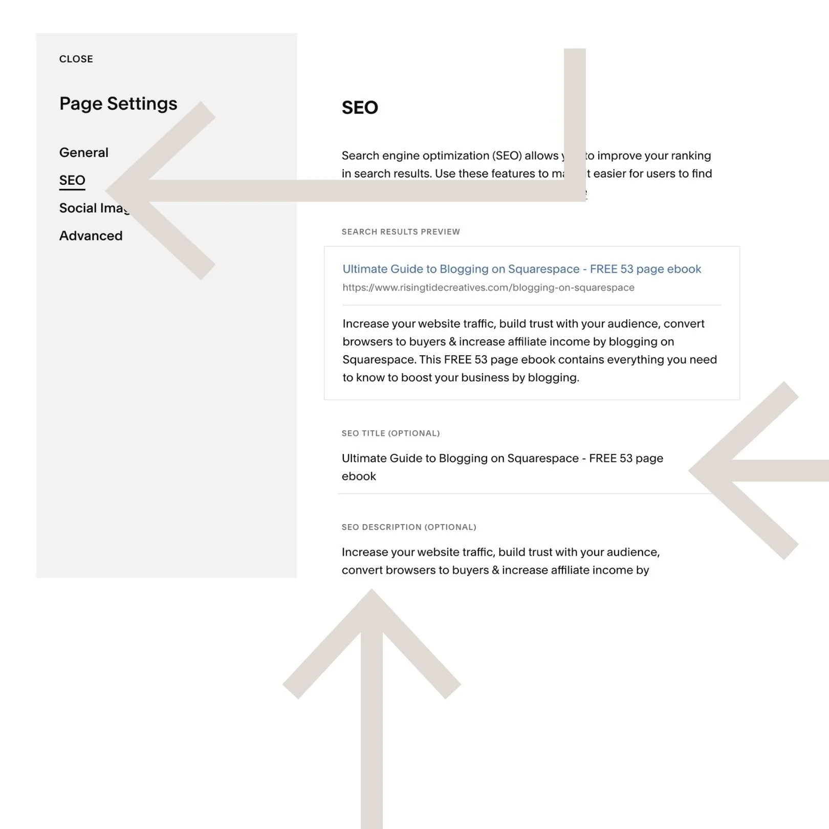 Update SEO settings