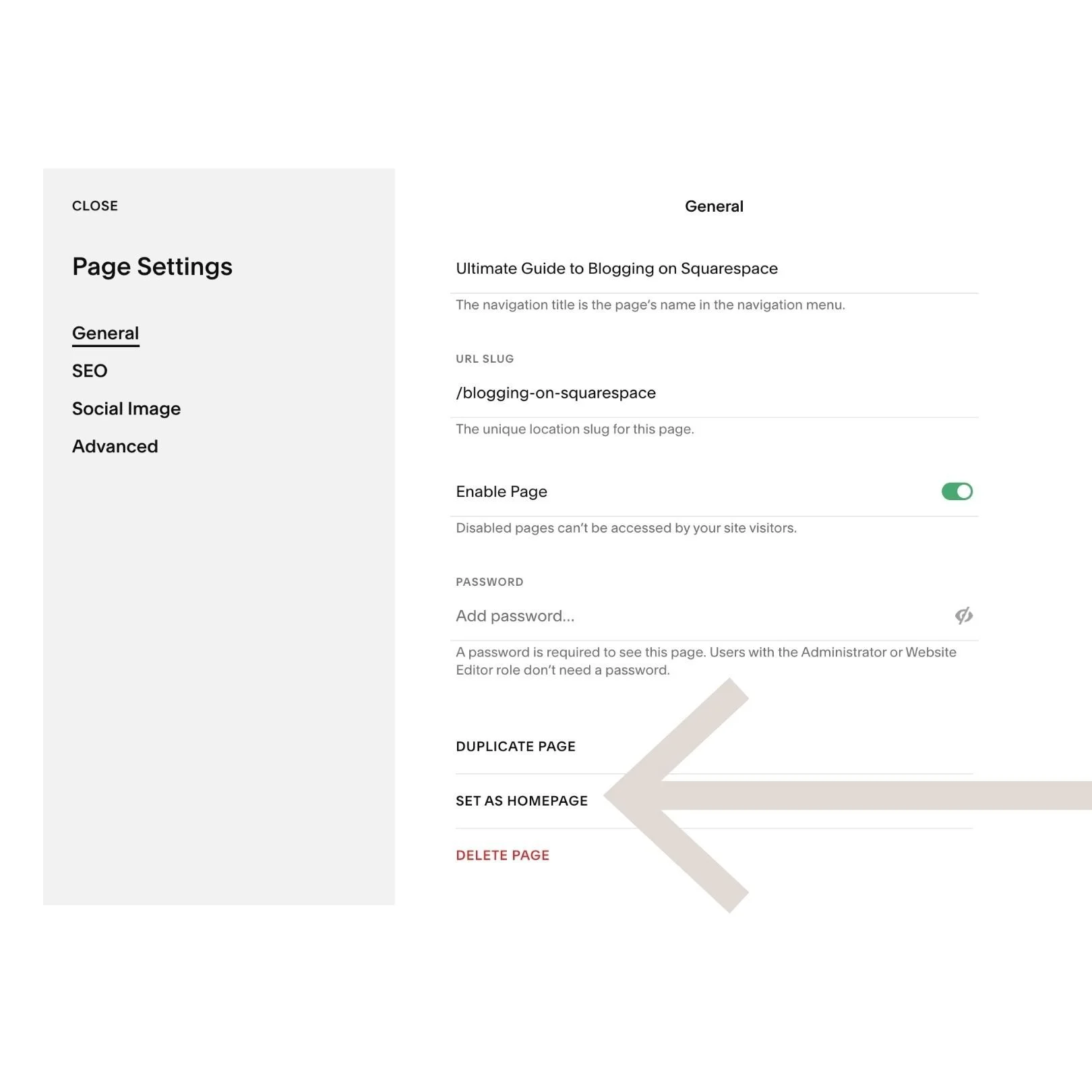 Optional - set your landing page as your home page