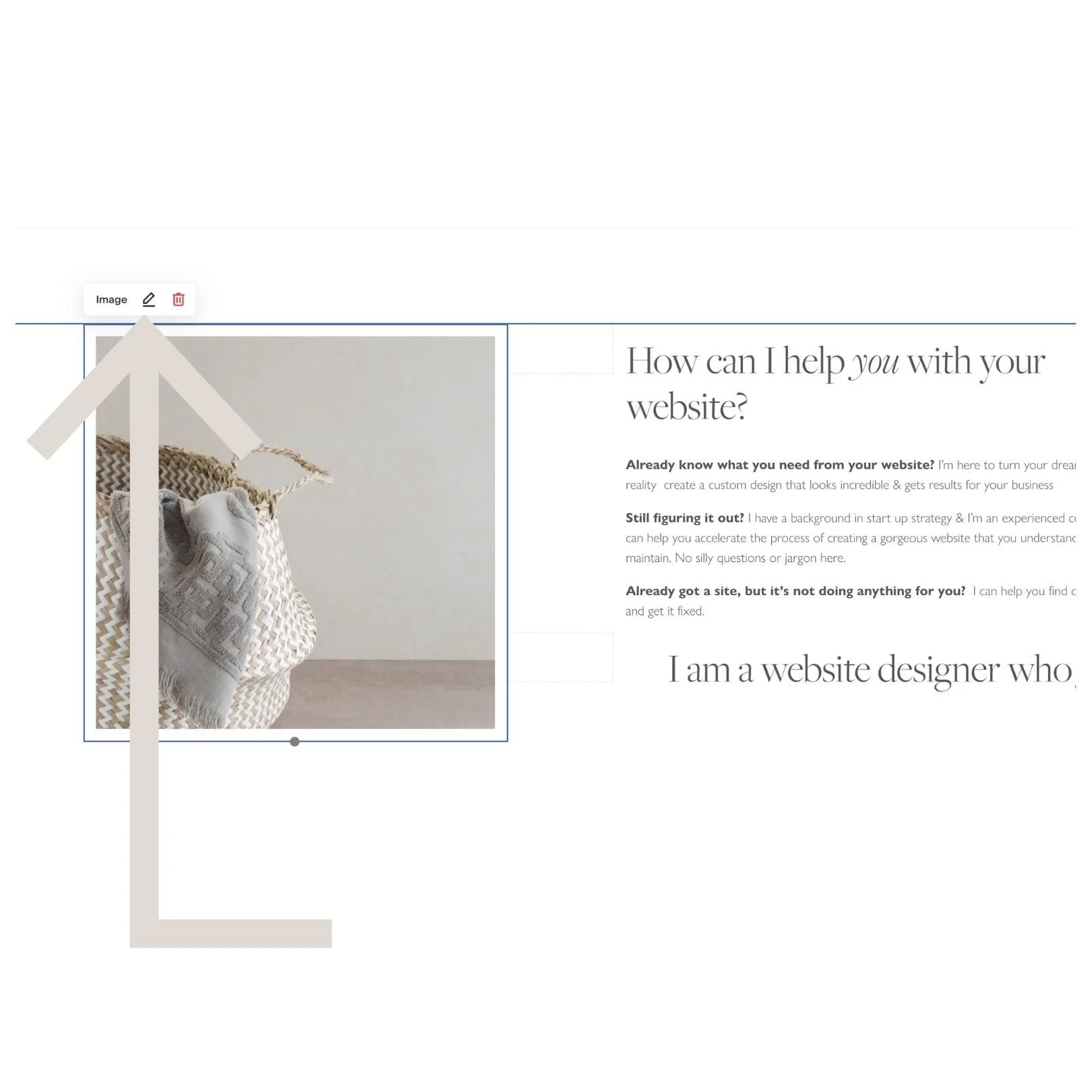Find the image, hover over it and click the edit pencil