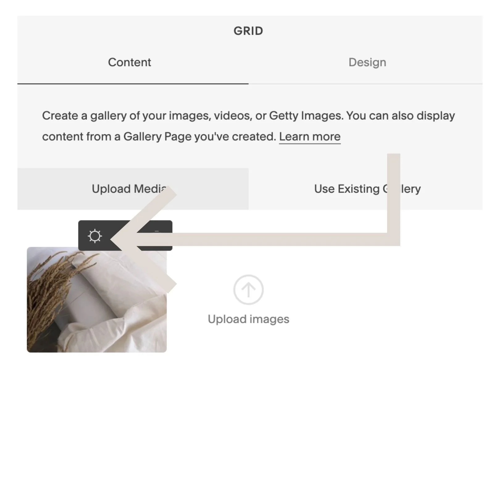 Hover over the image and click the gear icon