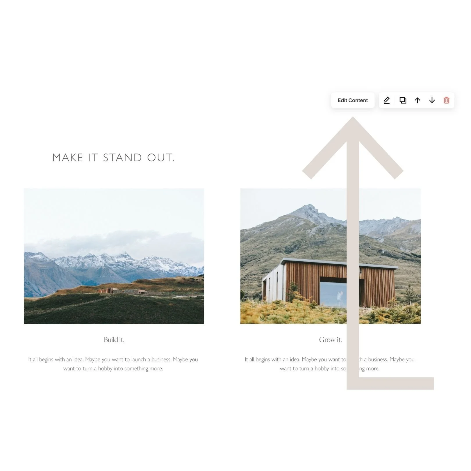Click on the auto layout section and select edit content