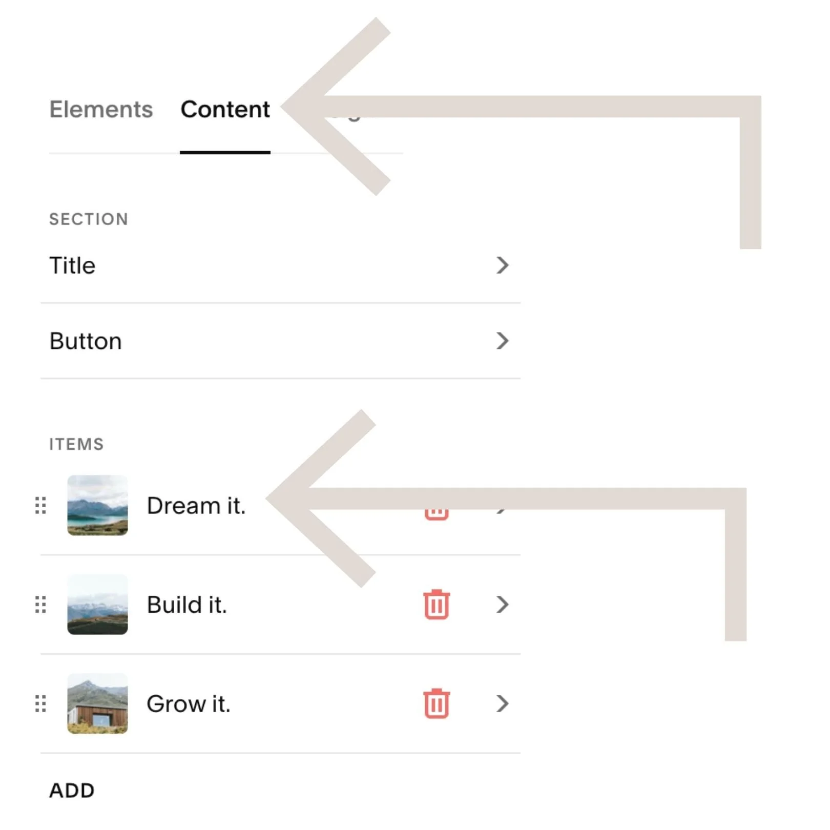 Click on the item you want to add an alt description to