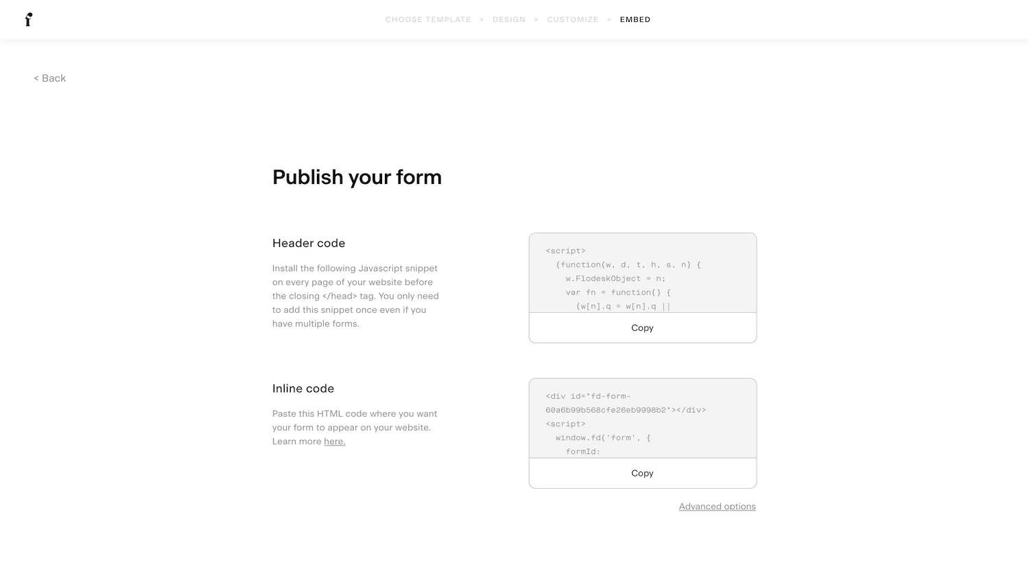 Copy the inline code snippet from flodesk 