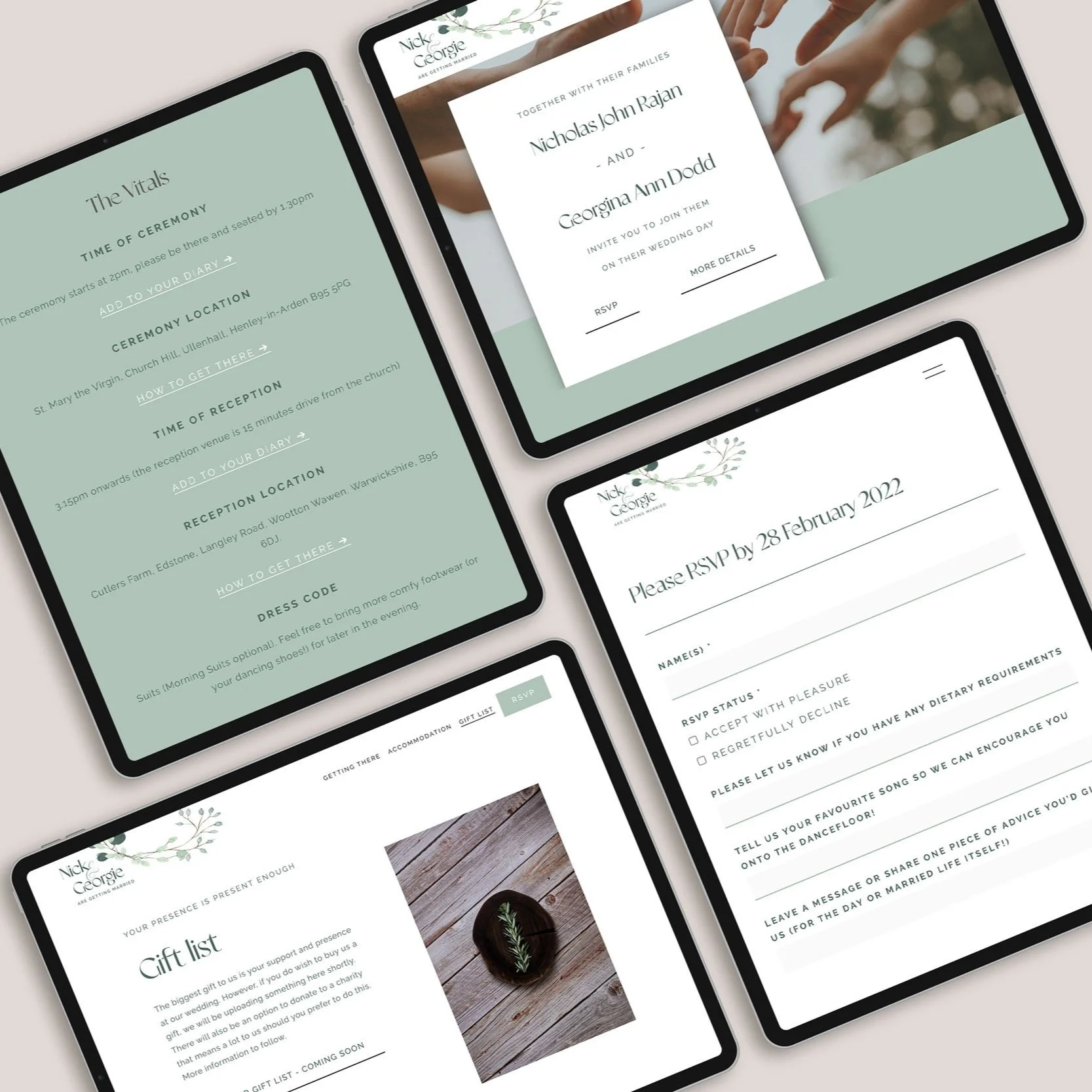 One week website for wedding