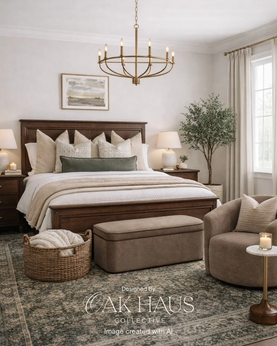 Do you have older, darker bedroom furniture you&rsquo;re not ready to replace but you&rsquo;re craving a more modern, transitional vibe? I&rsquo;ve got you 🤎 comment &ldquo;SHOP&rdquo; for links!

Swipe to see this Done-for-Design I curated &amp; ha