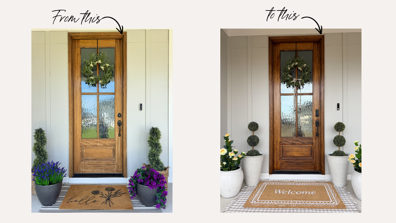 How I Re-Stained My Front Door to Refresh It (After 4 Years of Sun Damage)