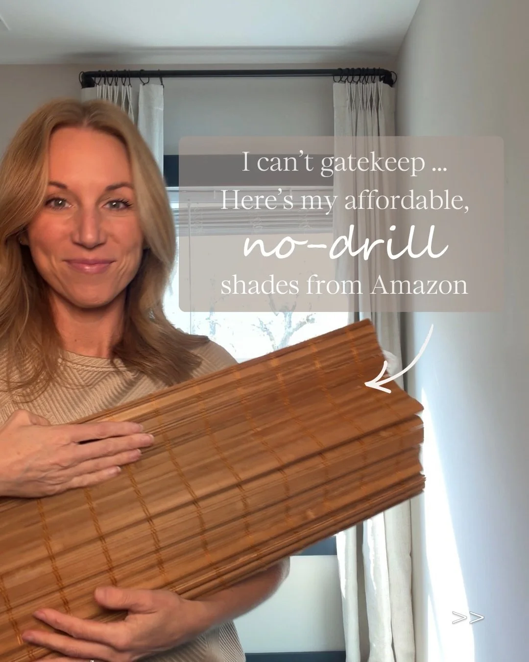 ✨The easiest way to get that layered look! Type SHADE 👇🏻 and I&rsquo;ll send you the 🔗

These no-drill shades from Amazon are an easy install and super affordable! I timed myself on one wjndow it took me less than 10 mins total to install! 

As an
