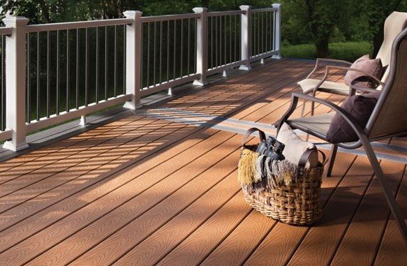 Saddle Brown with Black Pickets Howard County Deck