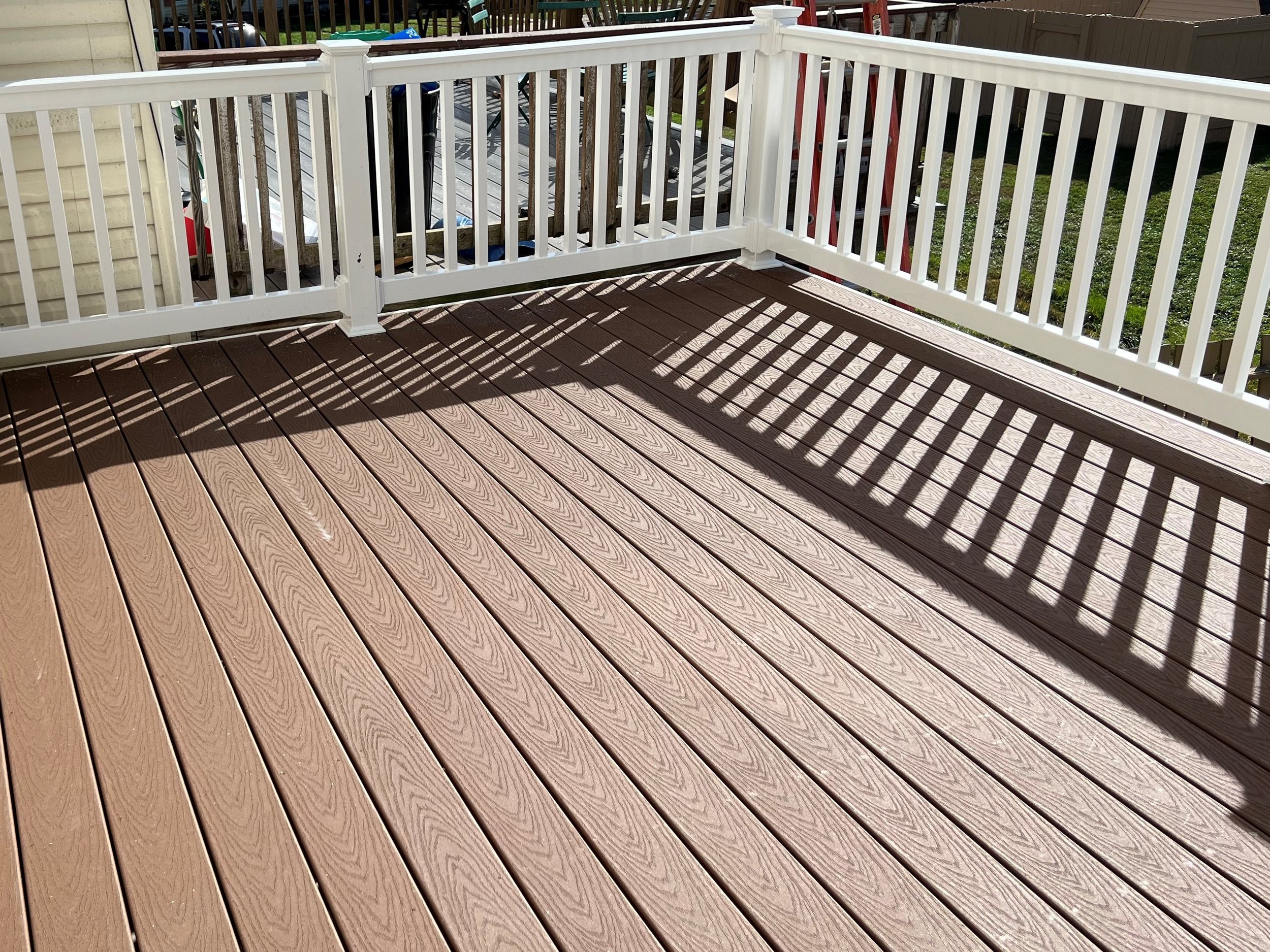 Saddle Trex Decking with White Vinyl Railing Baltimore County