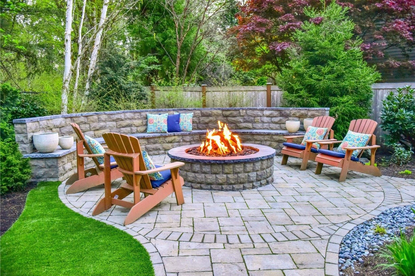 Paver patio with fire pit Bellevue WA