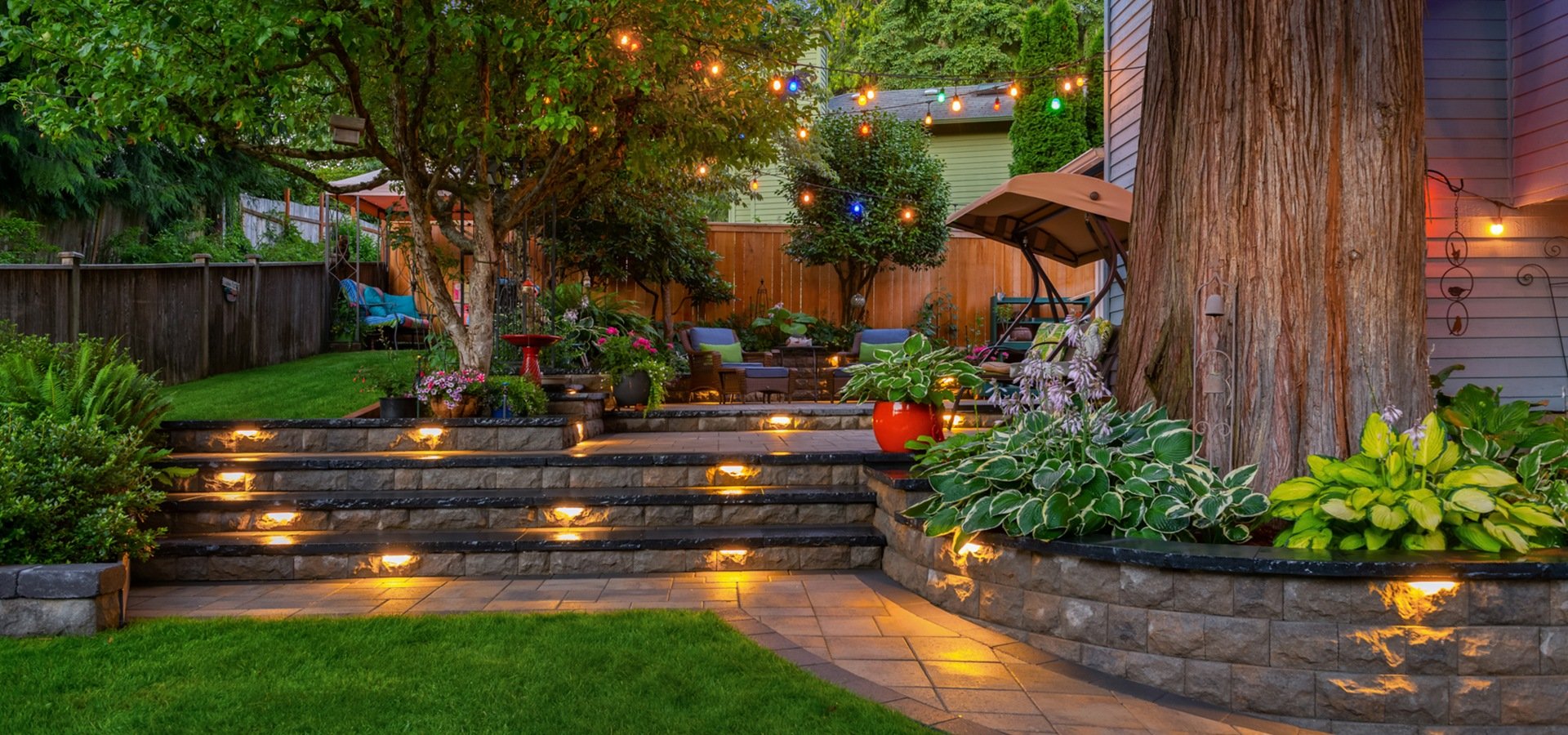 Retainign wall and outdoor lighting in Magnolia, WA