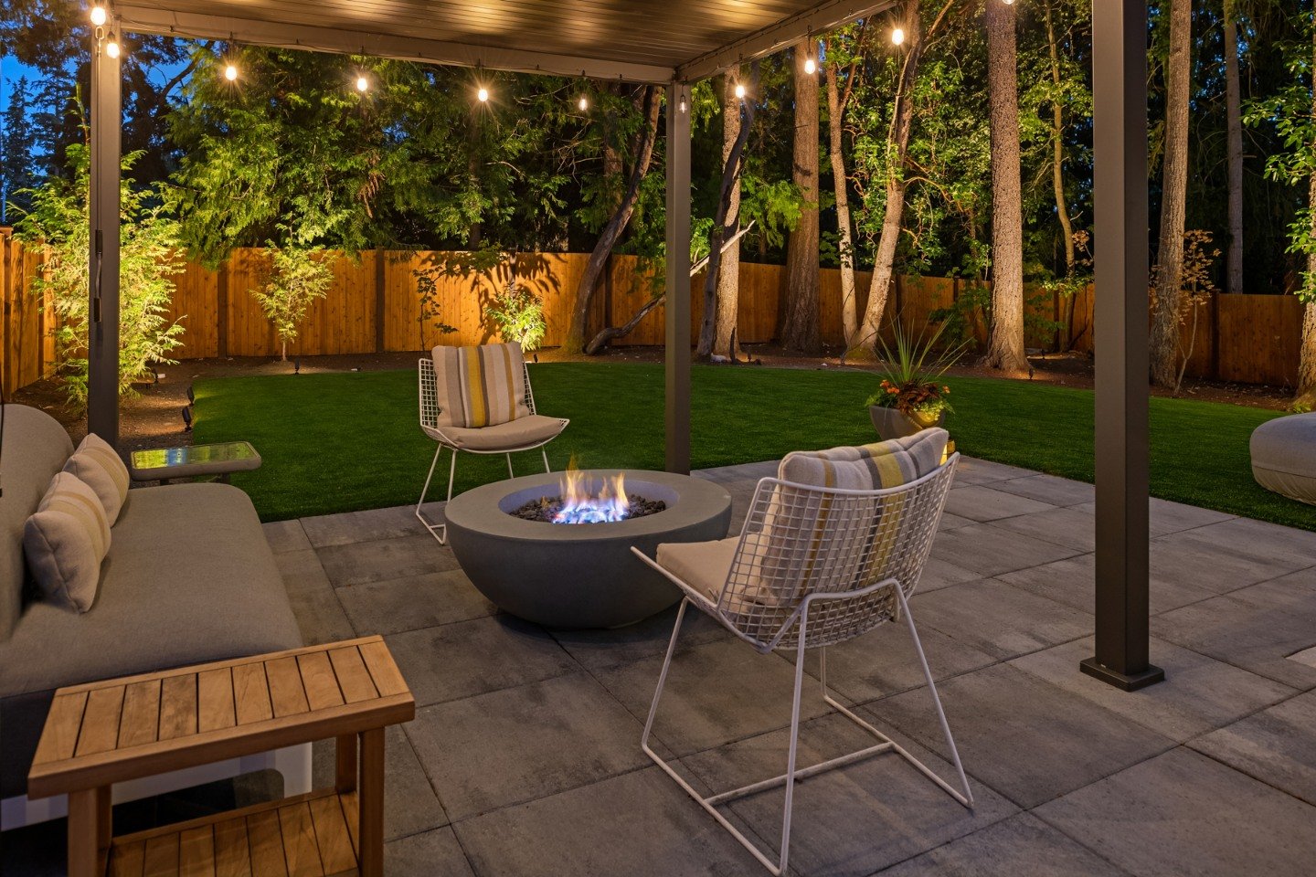 Paver patio, pergola and fire pit in Redmond WA