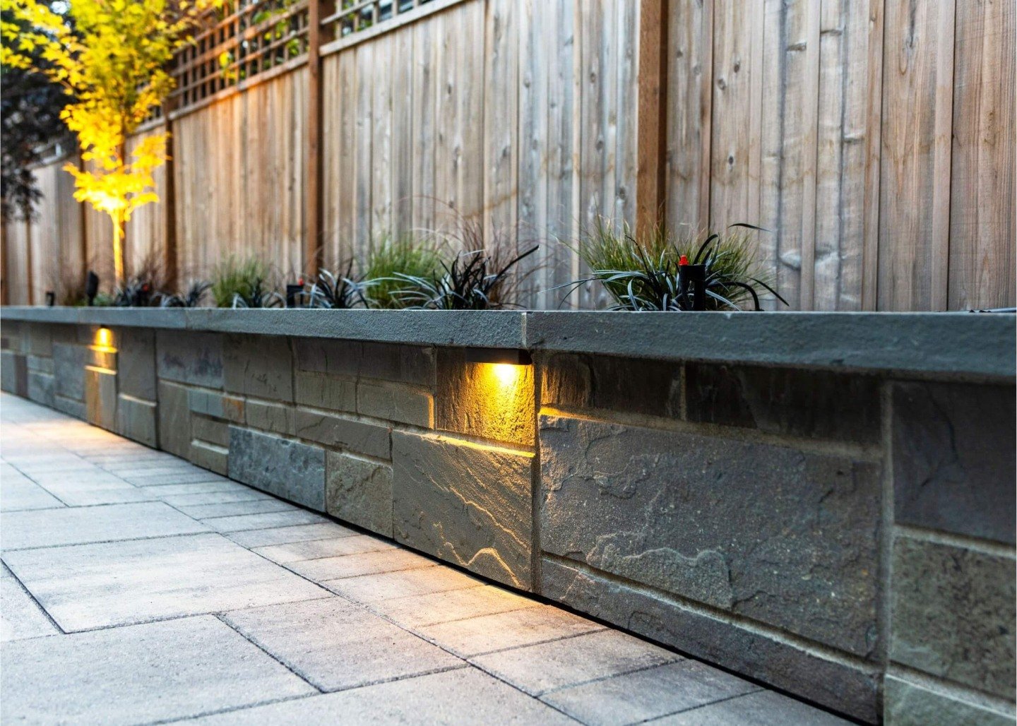 Paver patio with outdoor lightining in Kirkland, WA