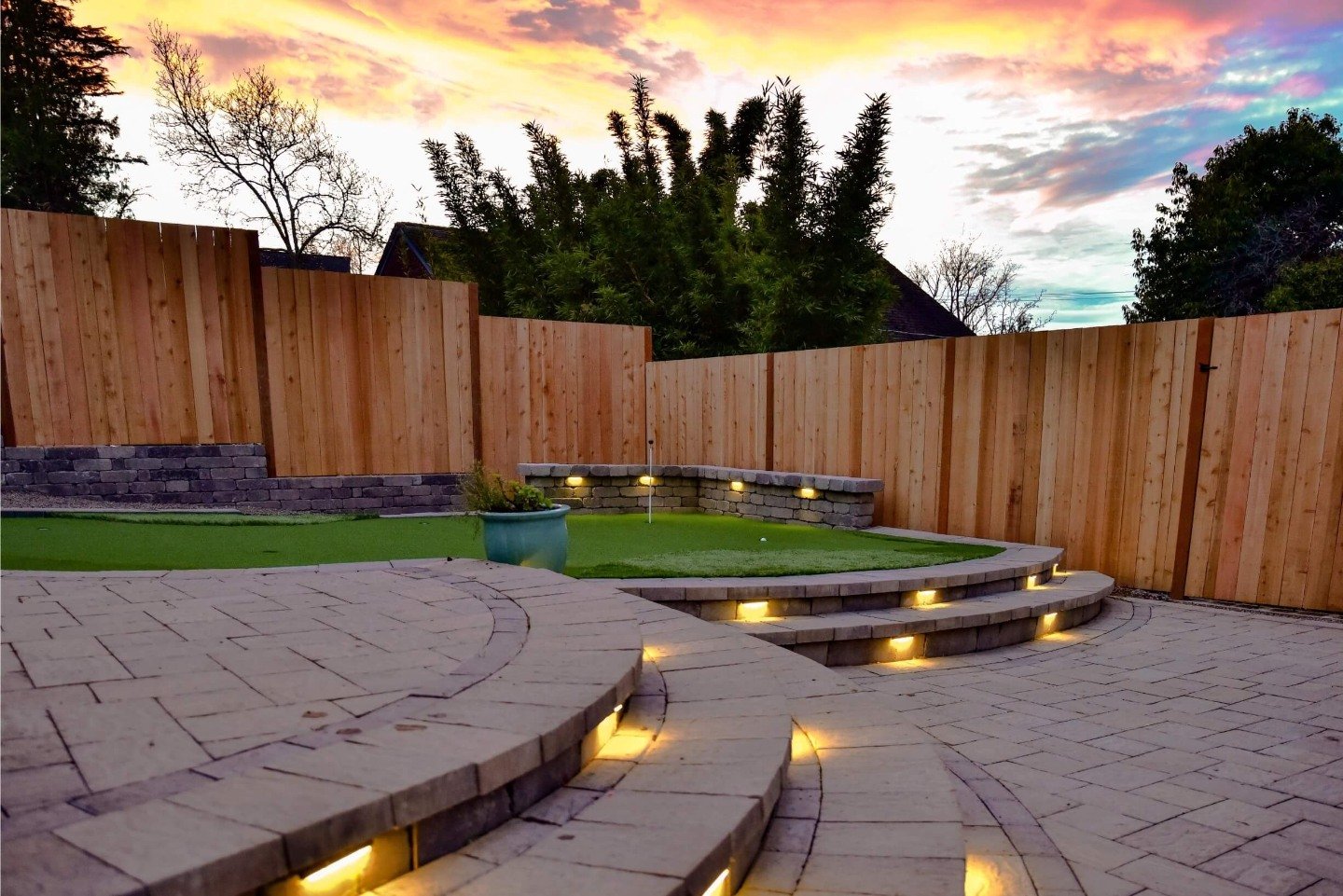 Paver patio, fence and outdoor lightining in Issaquah, WA