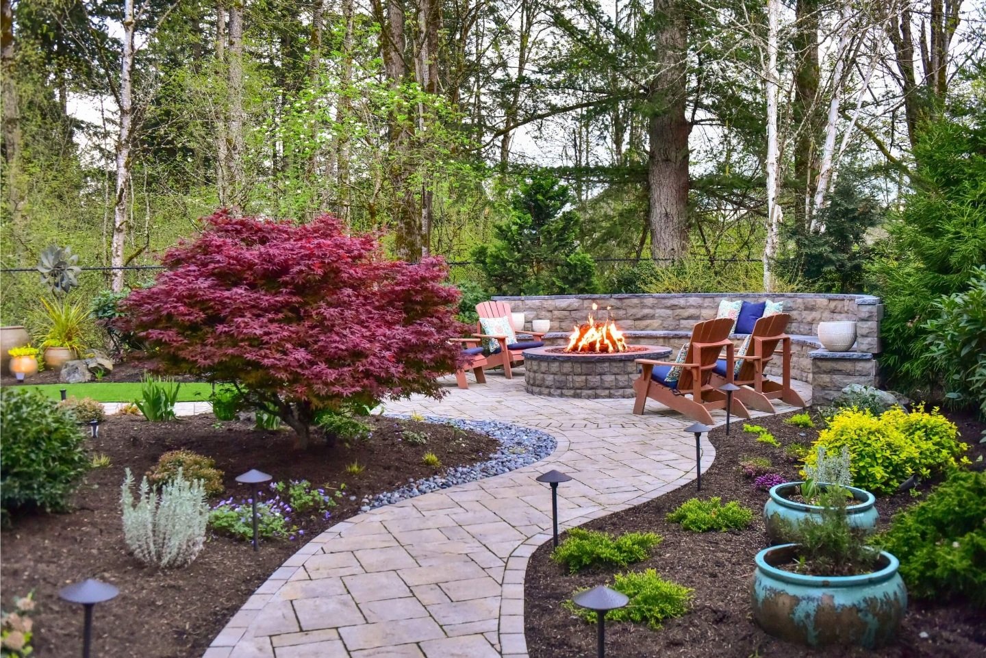 Fire pit and paver patio in Issaquah, WA