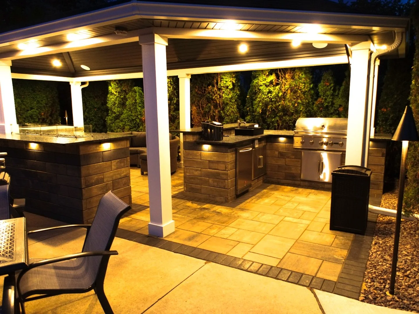 Landscape design with pavilion in Shelby Township, MI