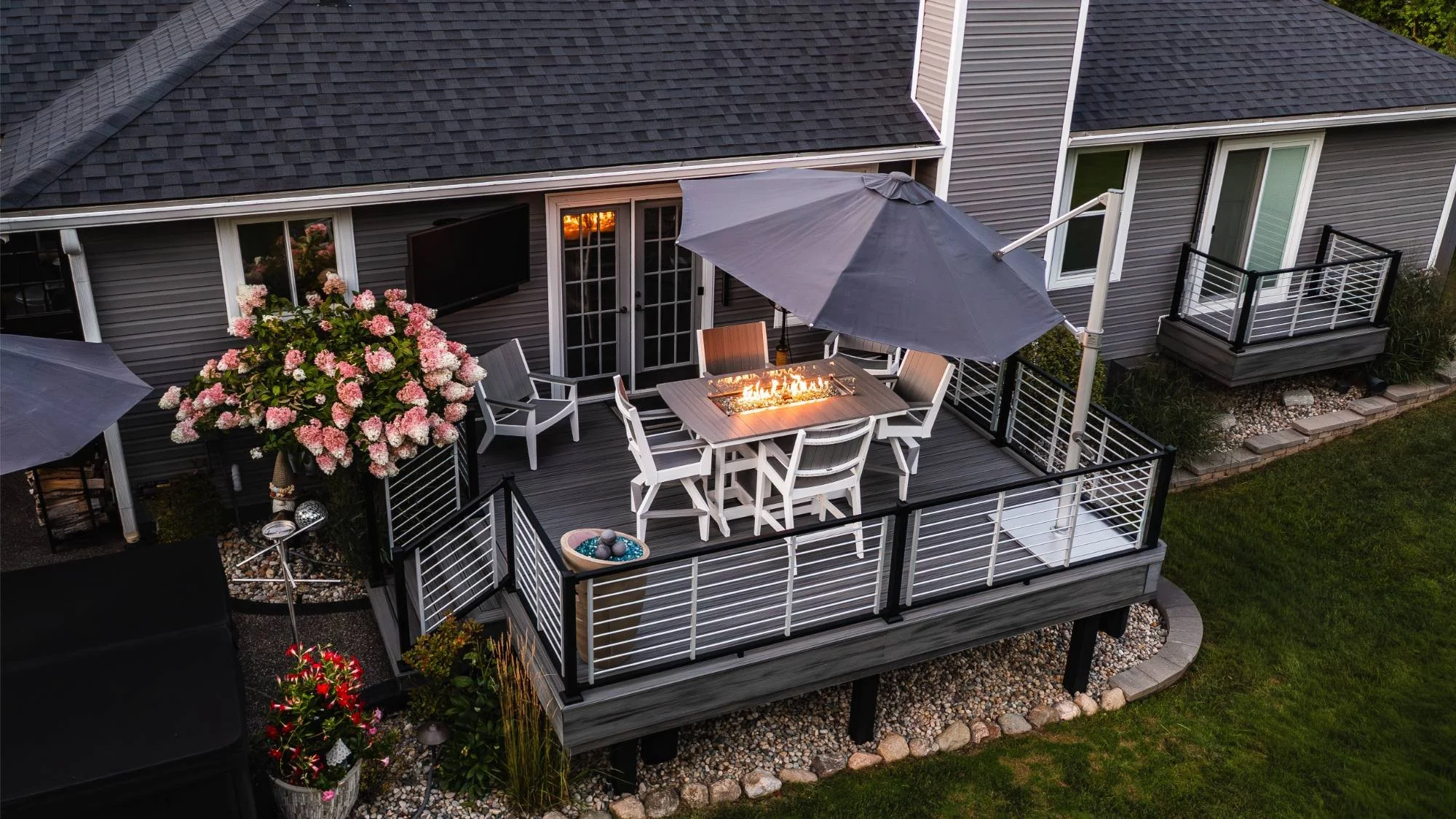 Luxury deck and built-in fire pit in Oakland Twp, MI