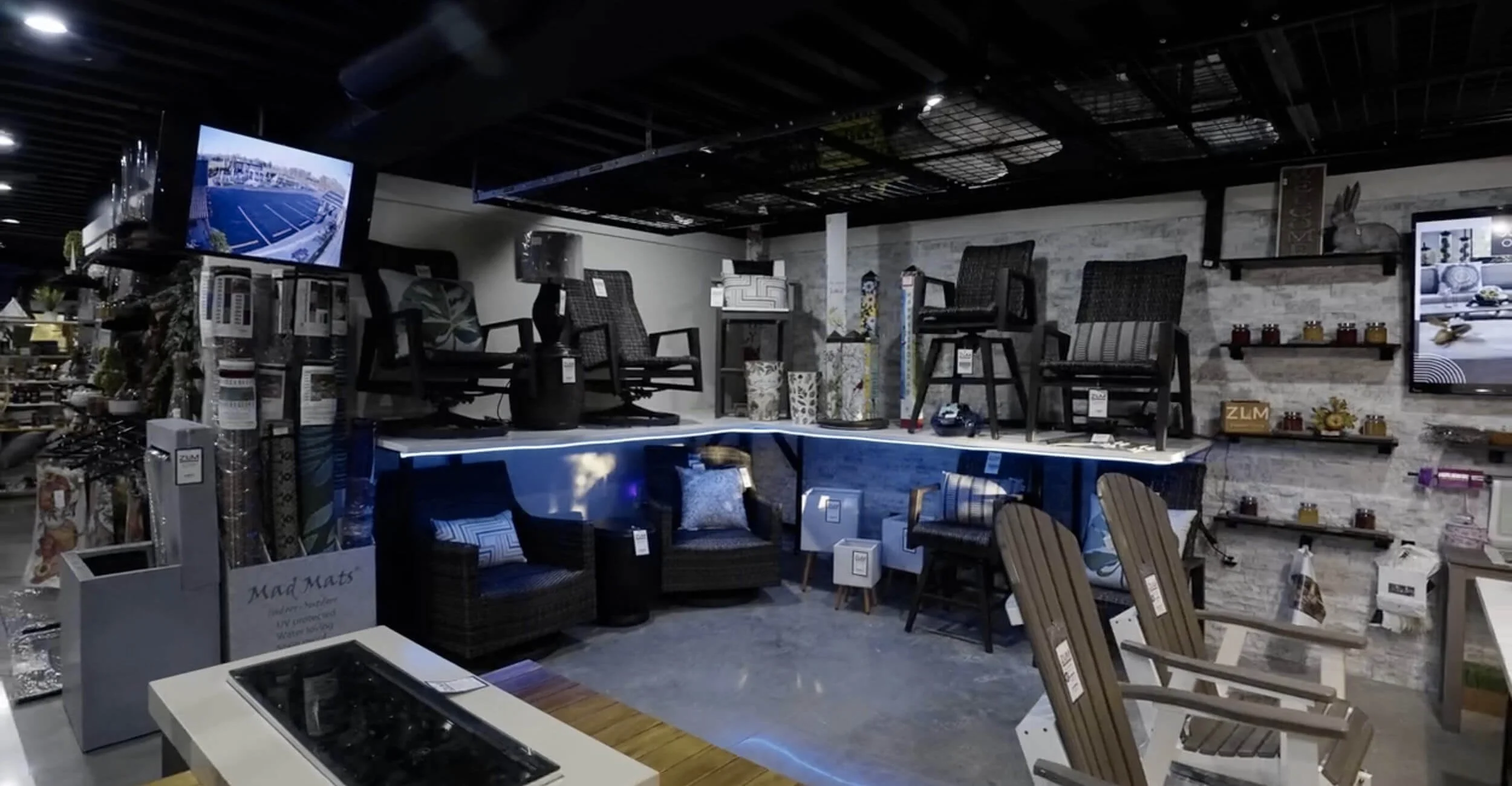 Project material selection captured inside the outdoor living showroom in Troy, Shelby Township, and Rochester Hills, MI