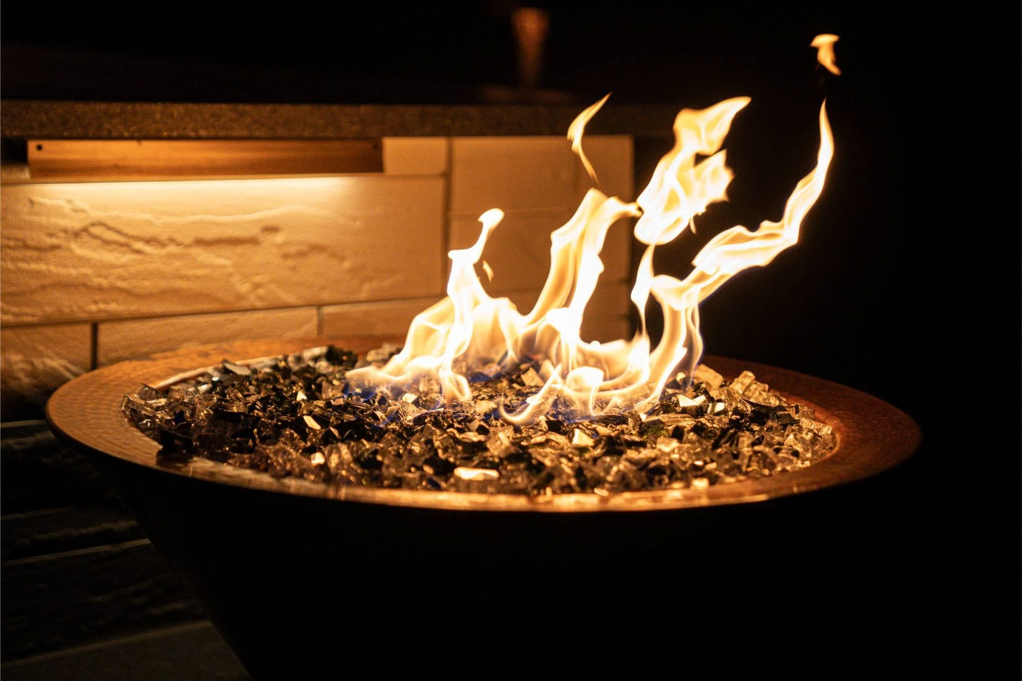 Beautifully built outdoor fire feature in Troy MI