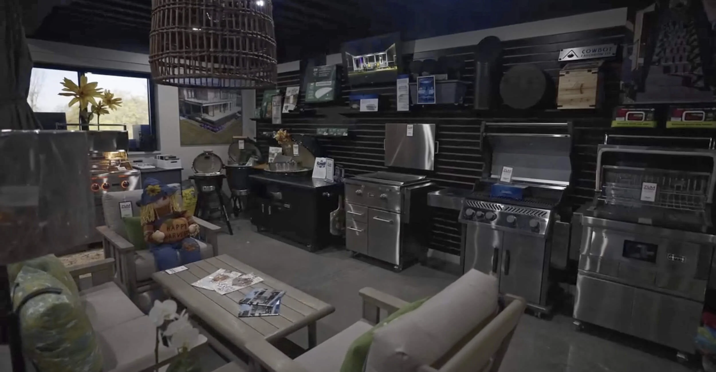 Outdoor grills displayed inside the outdoor living showroom in Troy, Shelby Township, and Rochester Hills, MI