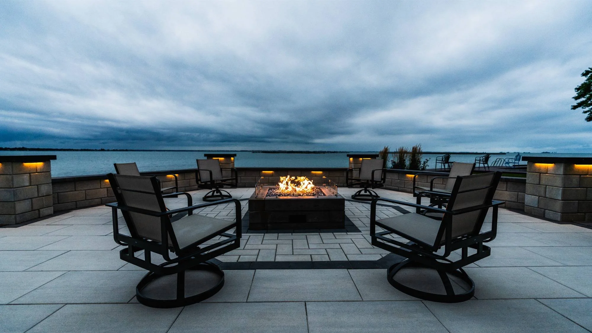 Paver patio with custom built fire pit in Macomb Township, MI