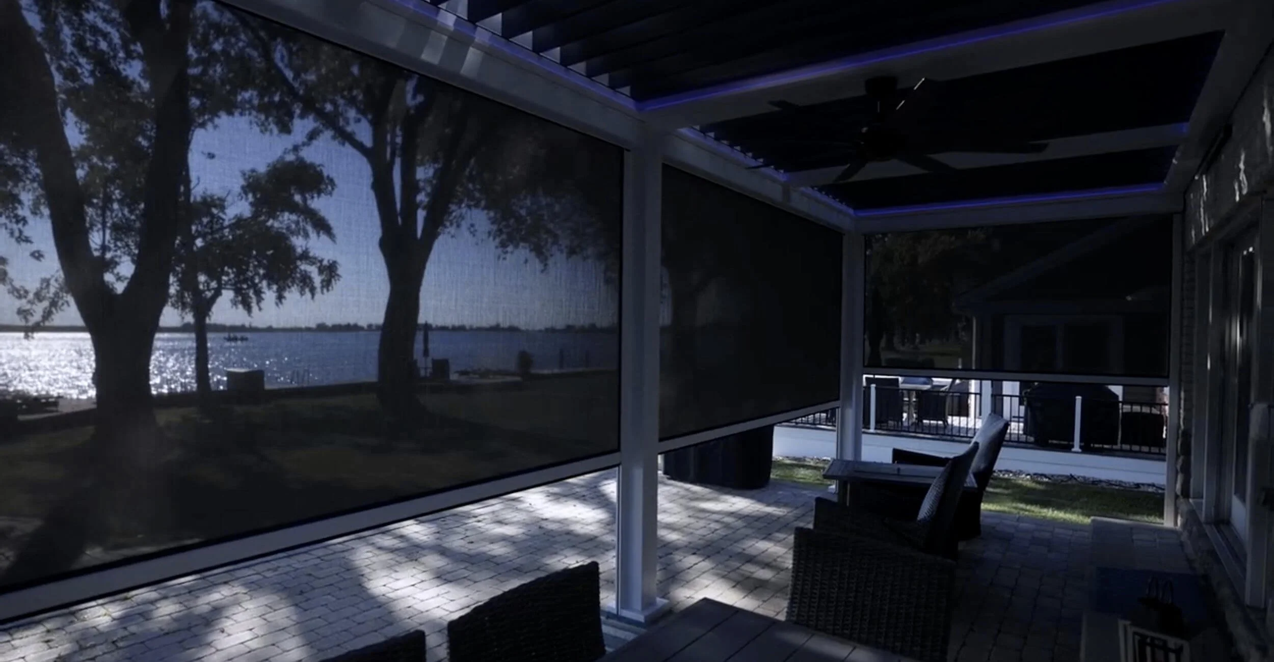 Custom cedar patio featuring three season outdoor living in Troy, Shelby Township, and Rochester Hills, MI with retractable screens