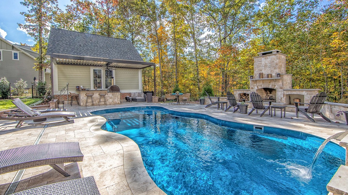 Beautiful landscape design with inground pool in Moseley, VA