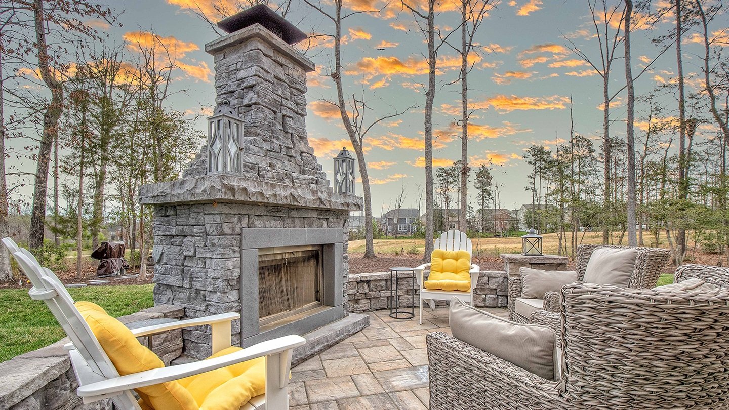 Paver patio and outdoor fireplace in Manakin-Sabot VA