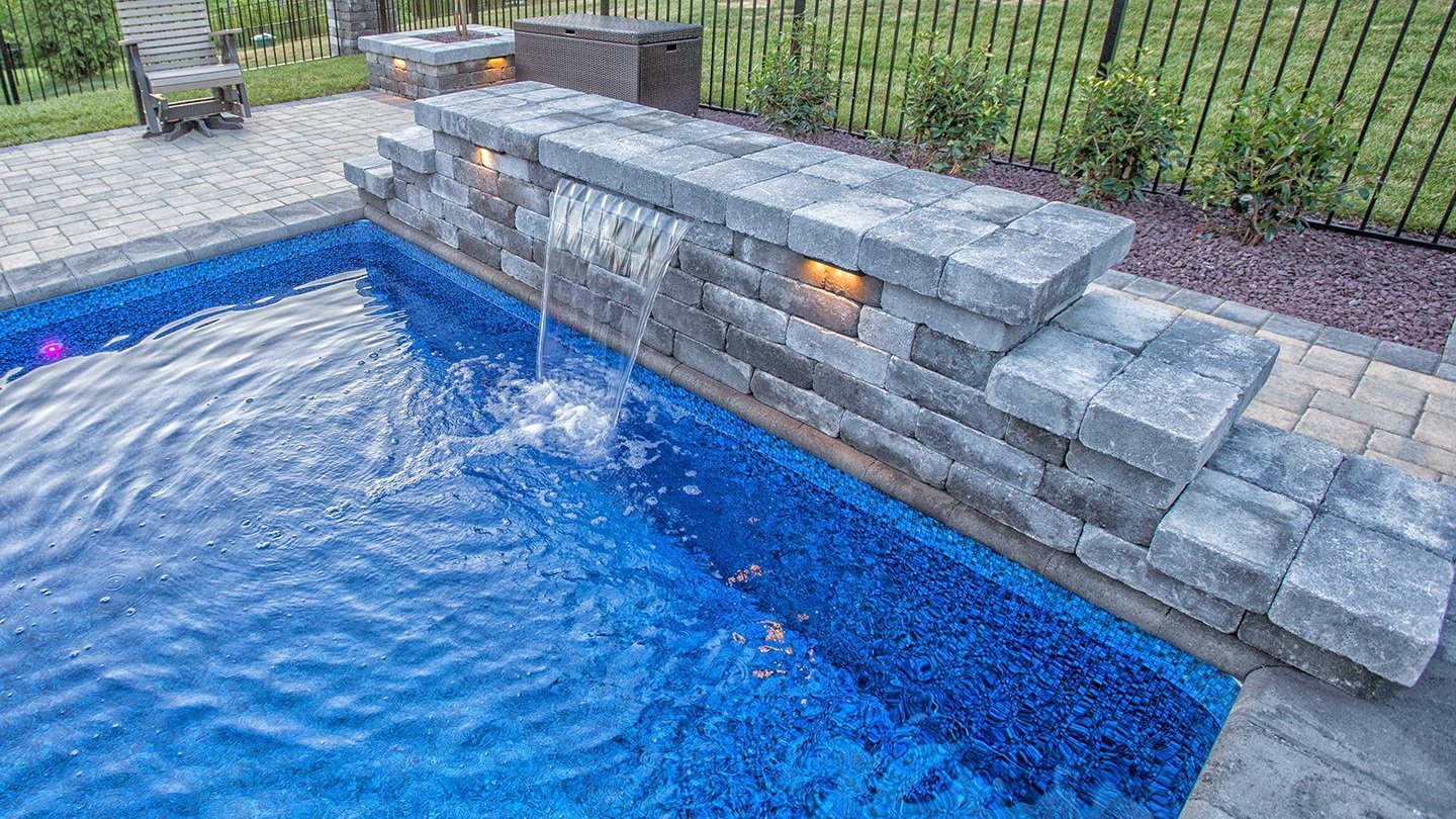 Poolscape and water feature in Moseley, VA