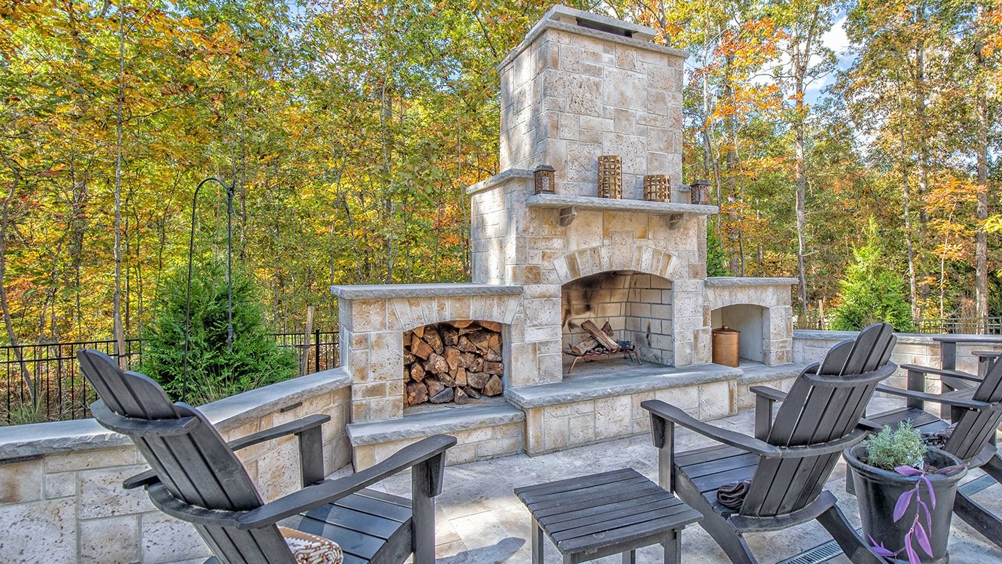 Paver patio with outdoor fireplace in Midlothian, VA