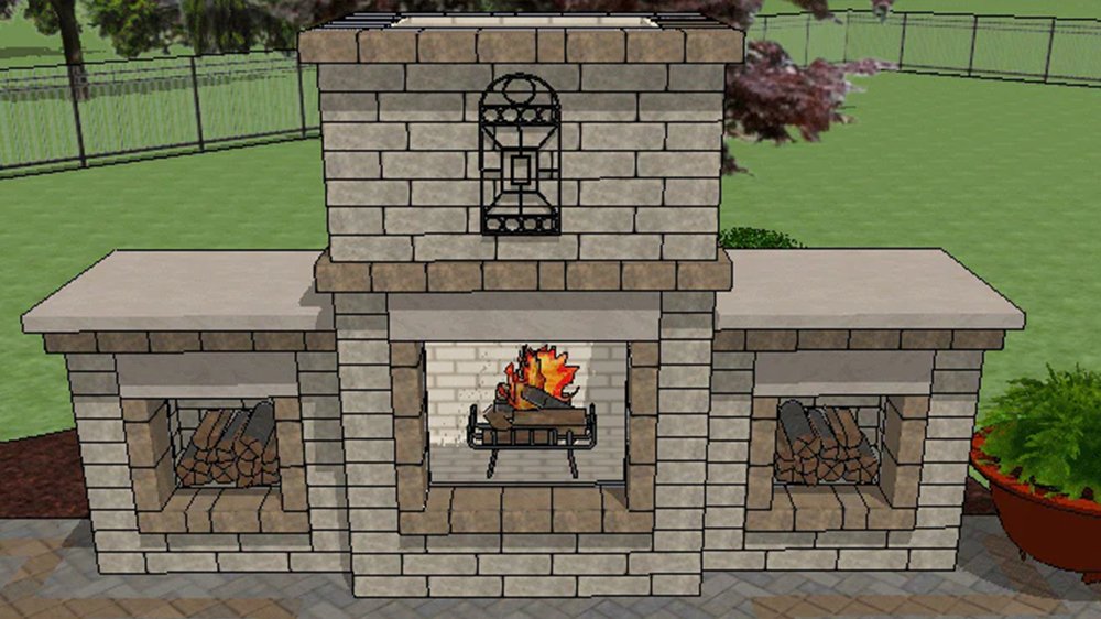 Paver patio and outdoor fireplace in Rockville, VA